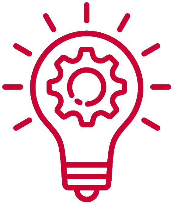 An icon image of a lightbulb and a gear