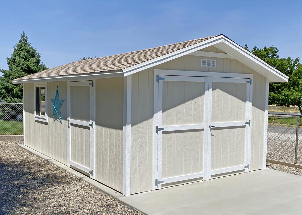 12x20 Standard Apex Shed with 12" roof overhang and 8' double door