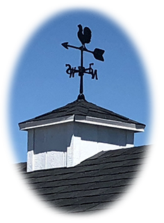 White Cupoloa with Rooster Weather-Vane