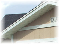 12 inch overhang with aluminum soffit and fascia