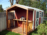 Porch and railing on end of standard apex shed