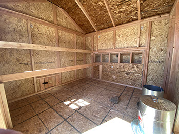 Custom Chicken Coop interior with nesting boxes