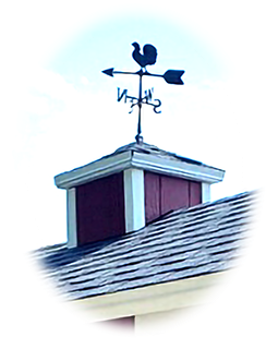 Red Cupoloa with Rooster Weather-Vane