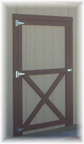 Single shed door with cross